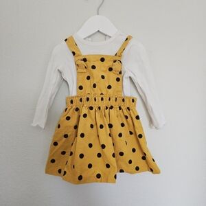 5/$20 Little Me Yellow Polka Dot Dress with White Top, Size 12M
